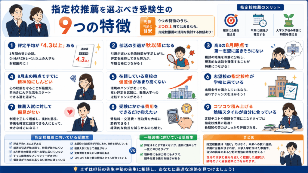 指定校推薦を検討すべき受験生 9つの特徴