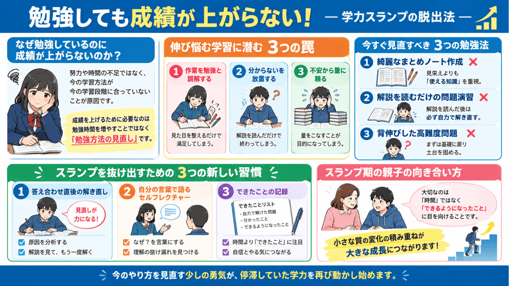 勉強しても成績が上がらない!- 学力スランプの脱出法